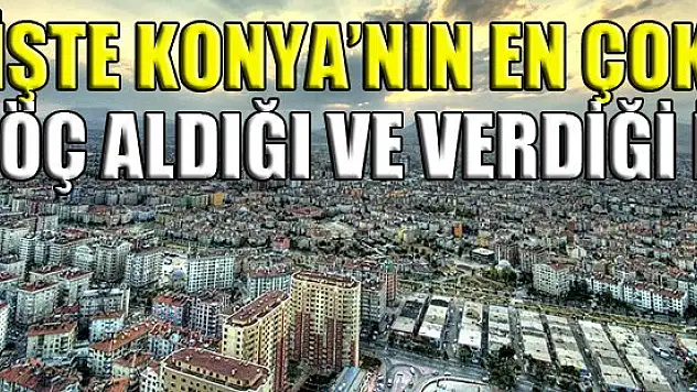 Konya 345 kişi ile göç aldı