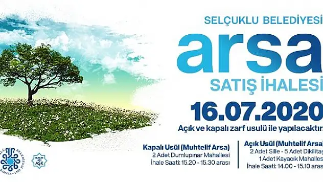 Selçuklu Belediyesi Arsa Satış İhaleleri
