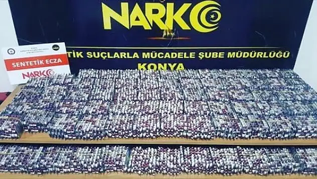 Konya'da 16 bin 800 sentetik ecza hap depolamışlar!
