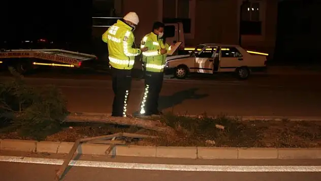Otomobil refüjdeki ağaca çarptı