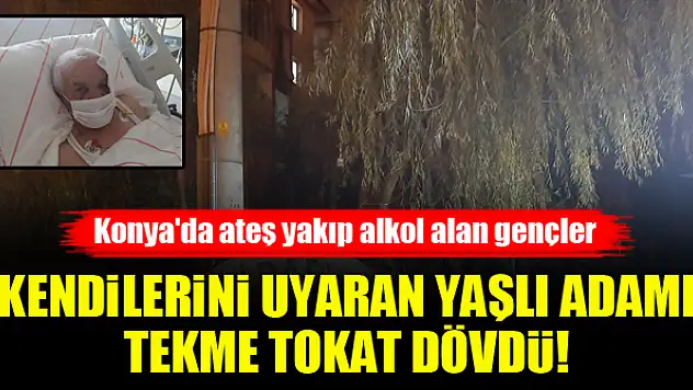Konya'da ateş yakıp alkol alan gençler, kendilerini uyaran yaşlı adamı tekme tokat dövdü!