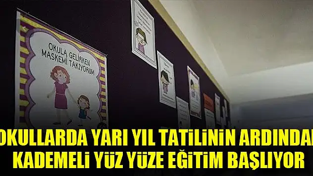 Okullarda yarı yıl tatilinin ardından kademeli yüz yüze eğitim yarın başlıyor