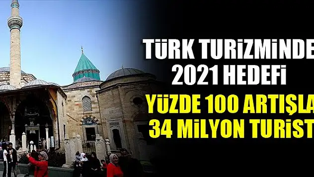Türk turizminde 2021 hedefi yüzde 100 artışla 34 milyon turist