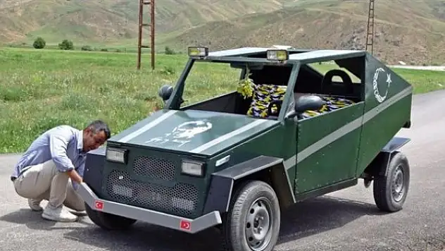 Hurda malzemeden benzinli araç yaptı