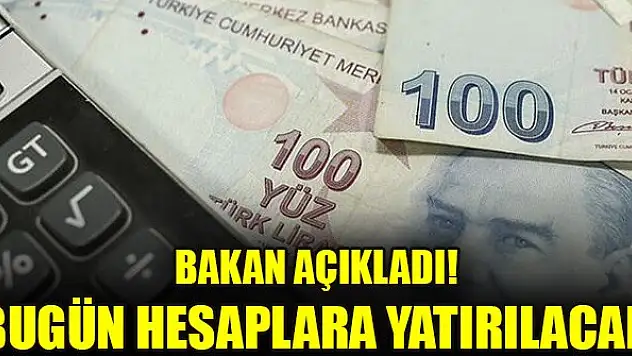 Bakan açıkladı! Bugün hesaplara yatırılacak
