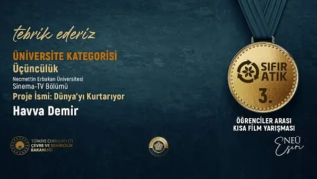 NEÜ 'Sıfır Atık' yarışmasından ödülle döndü