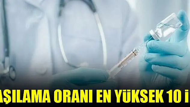 Aşılama oranı en yüksek 10 il