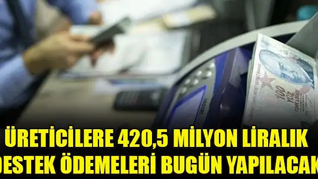 Üreticilere 420,5 milyon liralık destek ödemeleri bugün yapılacak