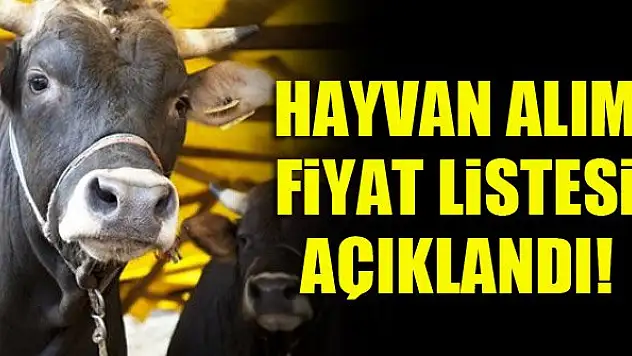 Hayvan alım fiyat listesi açıklandı!