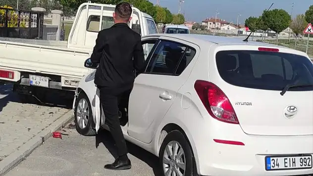 Konya'da otomobil önce bisiklete sonra kamyonete çarptı: 12 yaşındaki çocuk yaralandı
