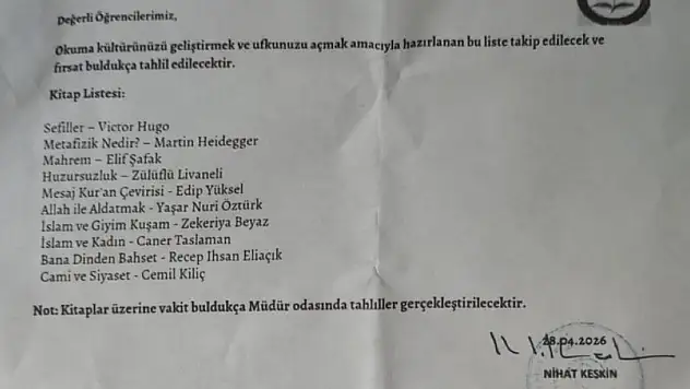 Şehit Olcay Duman İmam Hatip Ortaokulu'nda tartışmalı kitap listesi iddiası: Okul müdürü açığa alındı