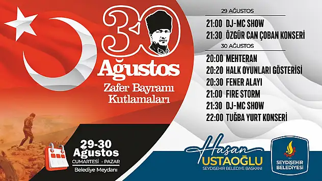 Seydişehir'de 30 Ağustos zafer coşkusu iki gün sürecek
