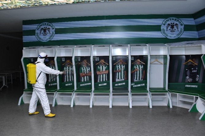 Konya stadı, Fenerbahçe maçı öncesi dezenfekte edildi