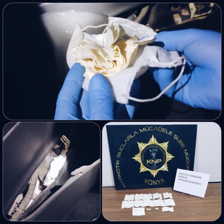 Konya'da ilk kez peçeteye emdirilmiş bonzai ele geçirildi