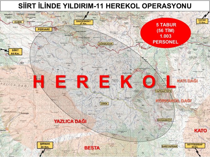 İçişleri Bakanlığı: Siirt'te Yıldırım-11 Herekol Operasyonu başlatıldı