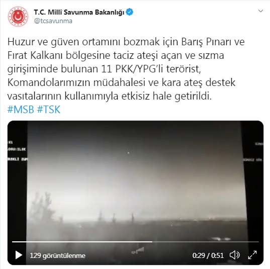 MSB: 11 PKK/YPG'li terörist etkisiz hale getirildi