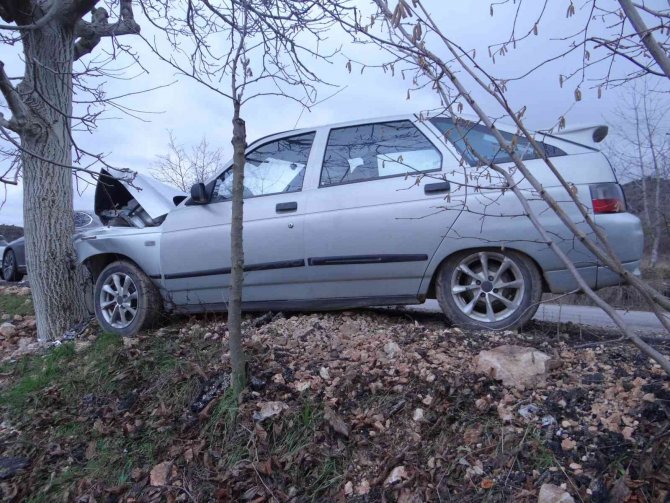 Ceviz ağacına çarpan aracın sürücüsü ağır yaralandı
