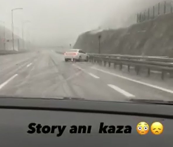 Tünel çıkışındaki kazayı arkadaki sürücü görüntüledi