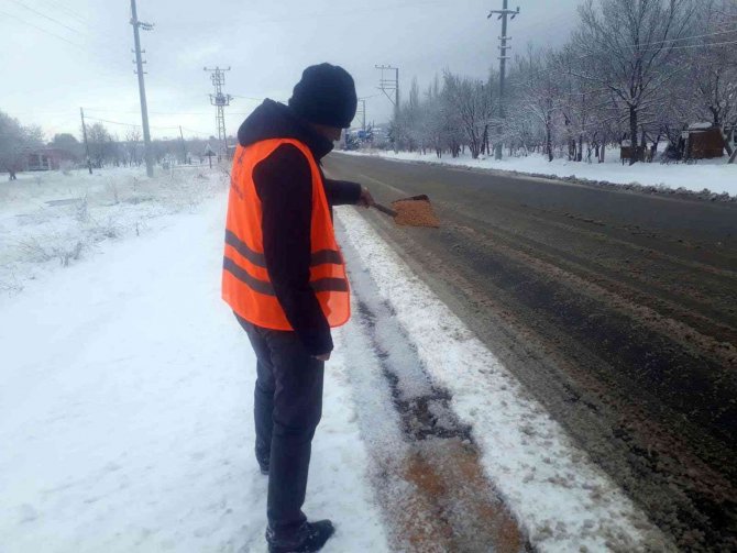 Akşehir’de hayvanlar için mama ve yemleme çalışmaları sürüyor