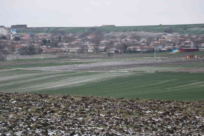 Edirneli çiftçilerin yüzü yağan karla güldü