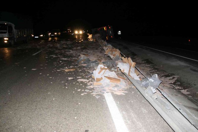 Konya’da tır devrildi: 1 yaralı