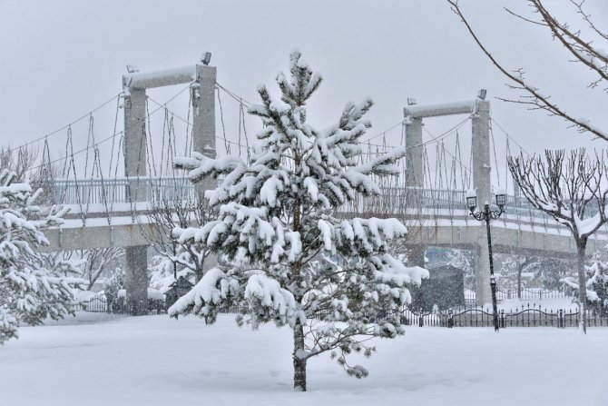 Kar yağışı "Mevlana şehri"ni beyaza bürüdü