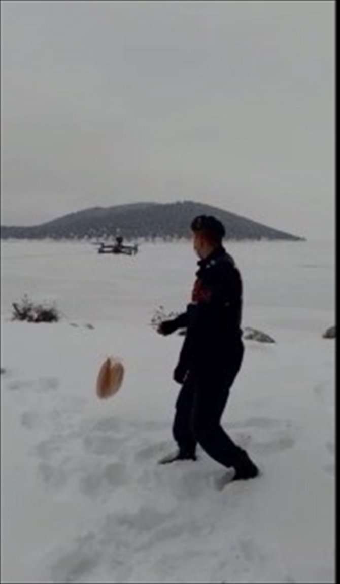 Beyşehir Gölü'ndeki adada mahsur kalan besicilere ihtiyaçları drone ile ulaştırıldı