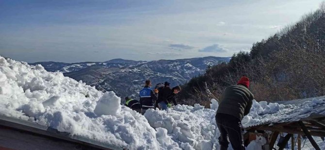 Karın ağırlığına dayanamayan ahırın çatısı çöktü, ekipler hayvanlar için seferber oldu
