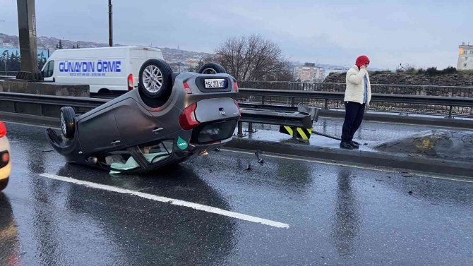 Kiralık araçla takla attı, burnu bile kanamadı