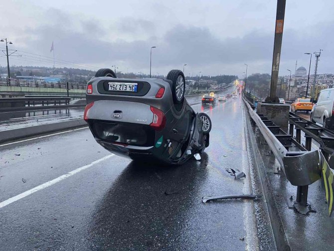 Kiralık araçla takla attı, burnu bile kanamadı