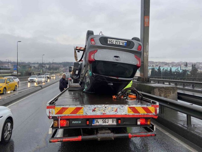 Kiralık araçla takla attı, burnu bile kanamadı