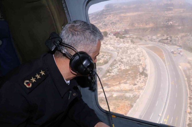 Jandarmadan helikopter destekli trafik denetimi