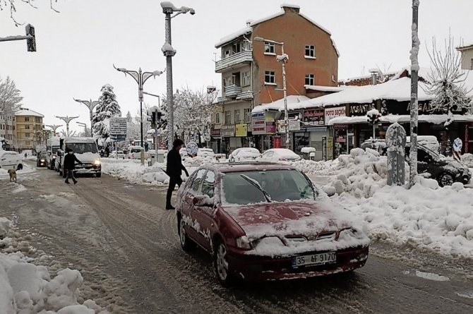 Konya’da kar yağışı ağaçları devirdi