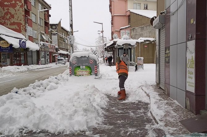 Konya’da kar yağışı ağaçları devirdi