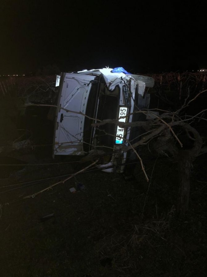 Otomobil üzüm bağına uçtu: 1 yaralı