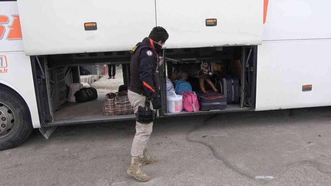 43 ilin geçiş güzergahında sıkı denetim: Narkotik köpeği ’Adam’ didik didik arıyor