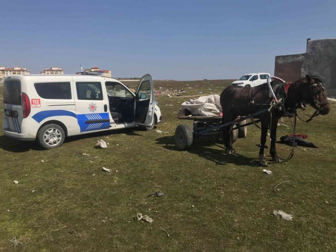 Hırsızlık şüphelileri at arabasını bırakıp kaçtı