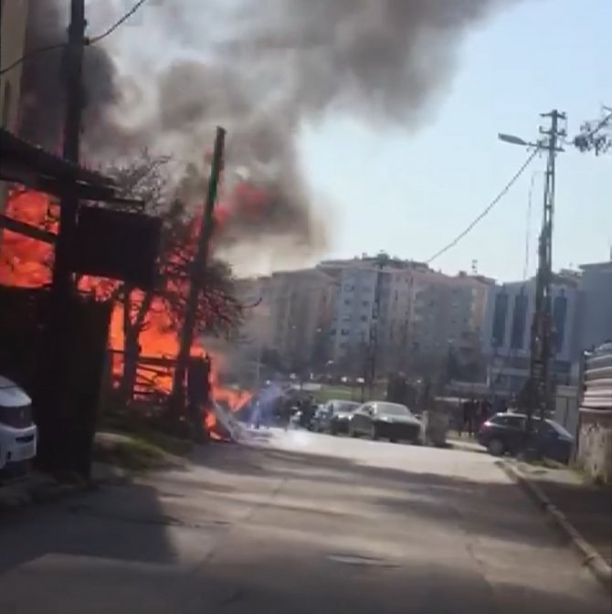 Alevlerin sardığı gecekondu küle döndü