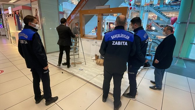 İzinsiz kurulan diş beyazlatma standı kaldırıldı