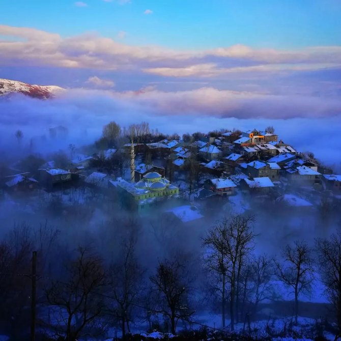 Köyde sis güzelliği