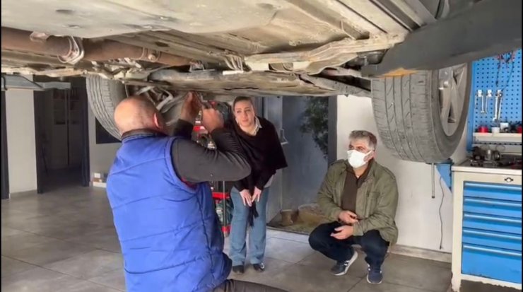 Cipin motor kısmını yuva yapan yavru kediler serviste çıkarıldı