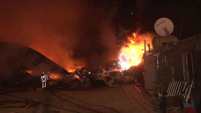 Geri dönüşüm deposunda yangın çıktı