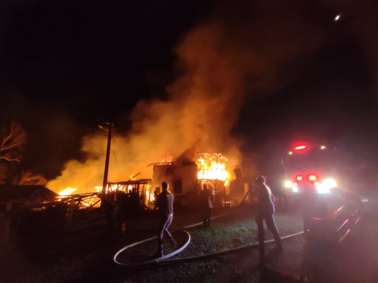 Köyde çıkan yangında 3 ev alev alev yandı