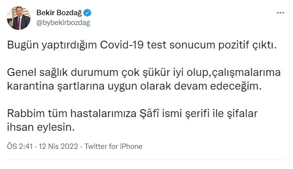 Bakan Bozdağ, koronavirüse yakalandı