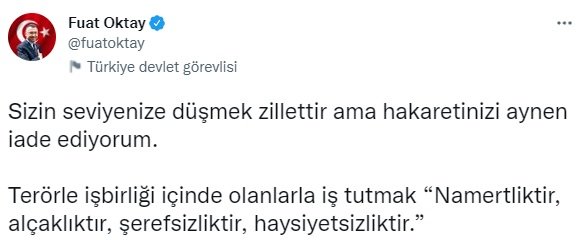 Fuat Oktay: Terörle işbirliği içinde olanlarla iş tutmak 'Namertliktir'