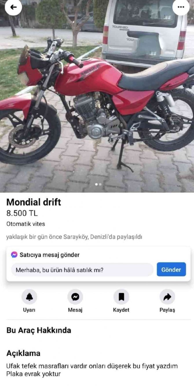 Çaldıkları motosikleti satmak için verdikleri ilan görenleri hayrete düşürdü