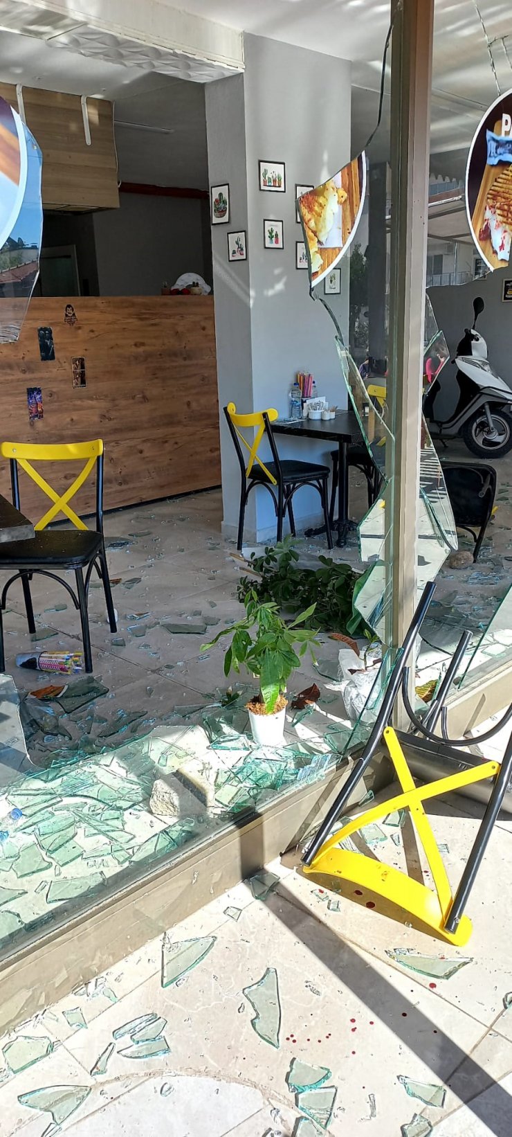 Yediği tostun parasını ödemedi, dükkana taş ve sopalarla zarar verdi