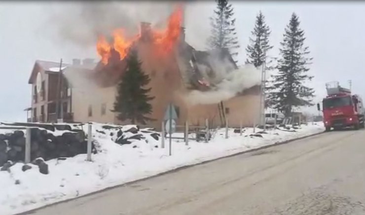 Yaylada, orman işletme binasında çıkan yangın söndürüldü