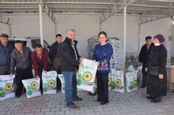13 bin 400 kilogram ayçiçek tohumu dağıtıldı
