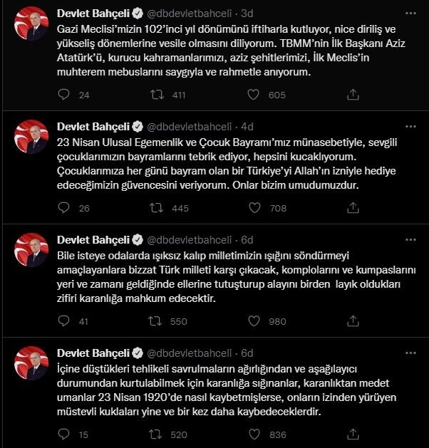 Bahçeli: Yüzsüzce karanlık içinde poz vermeleri zillettir, rezalettir